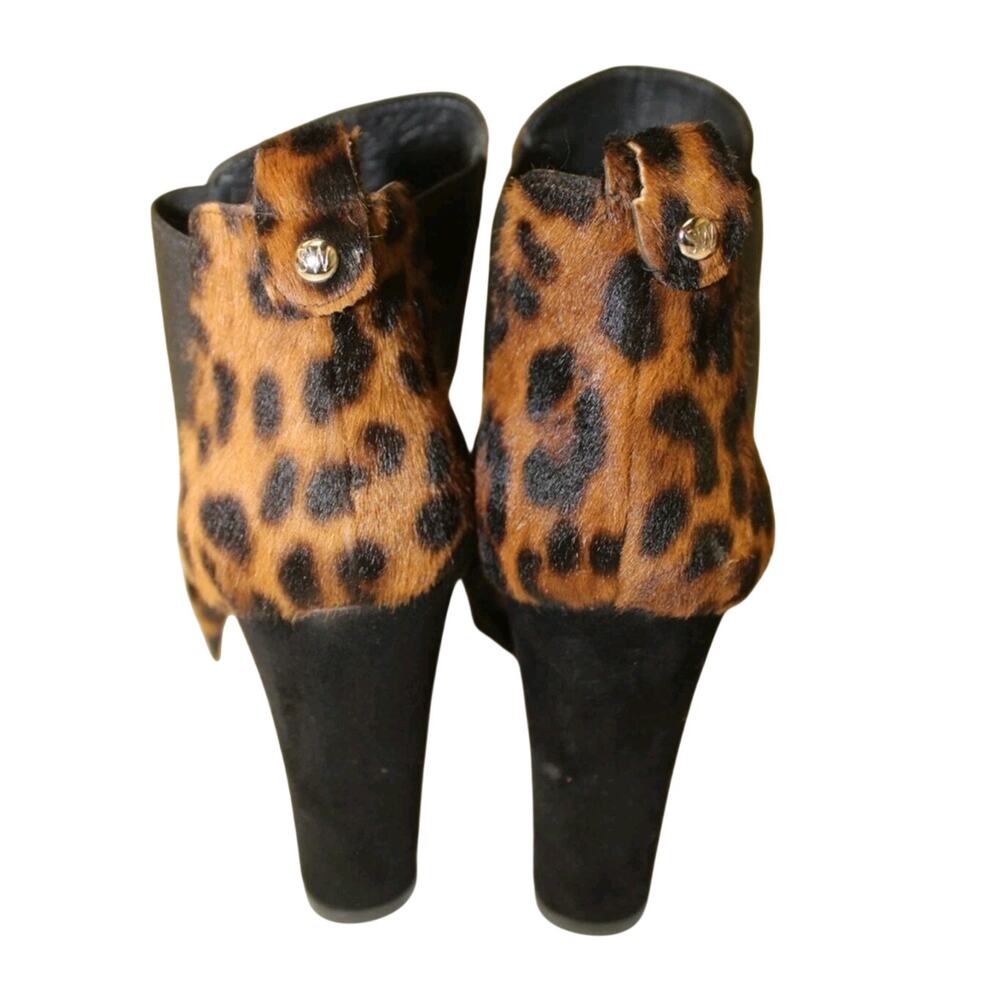 Stuart Weitzman Animal Print Heels Leopard Print Died Calf Fur - Picture 8 of 15